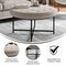 Merrick Lane Almas 34-Inch Round Tufted Cotton Linen Ottoman with Durable Metal Frame